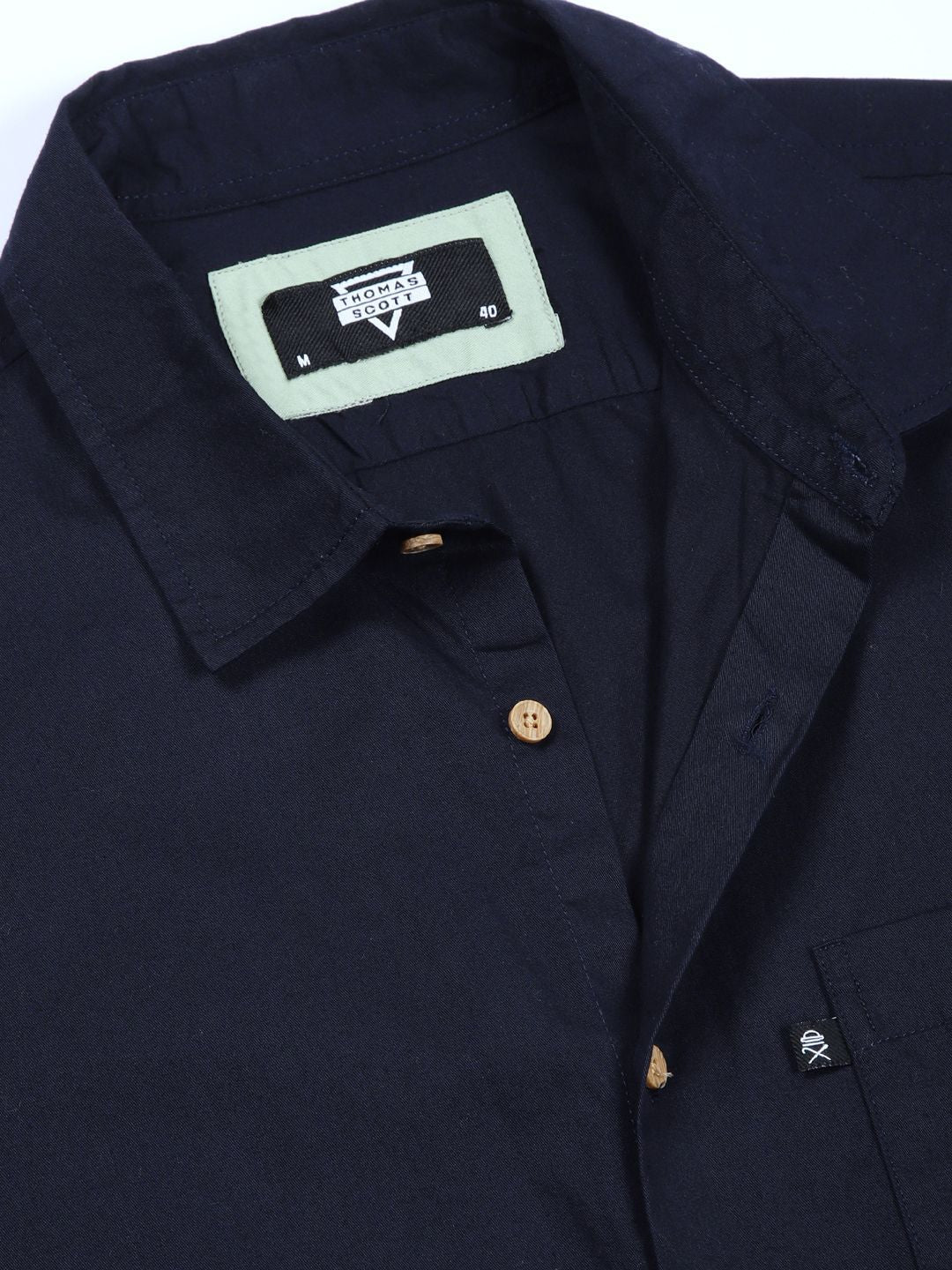 Thomas Scott Men Classic Slim Fit Spread Collar Solid Cotton Casual Shirt