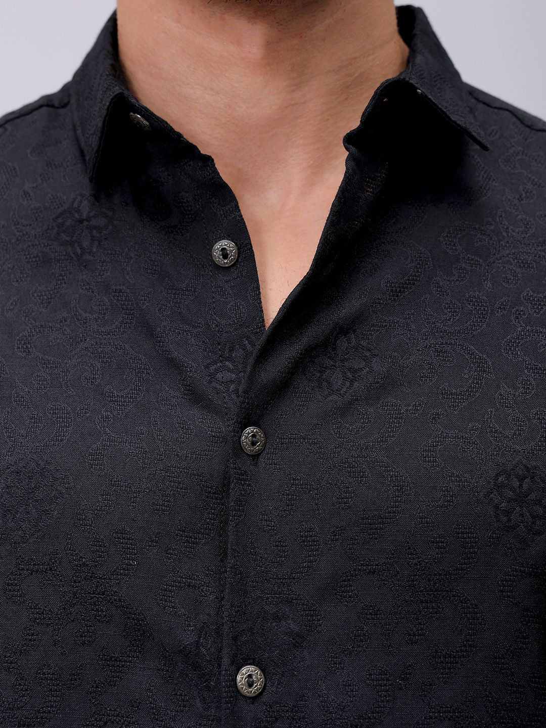 The Indian Garage Co Men Regular Fit Dobby Textured Resortwear Shirt
