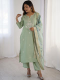 KALINI Women Floral Embroidered Regular Thread Work Kurta with Trousers & With Dupatta