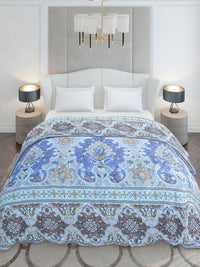Monte Carlo Blue & White Ethnic Motifs Mild Winter 210 GSM Double Bed Duvet Cover