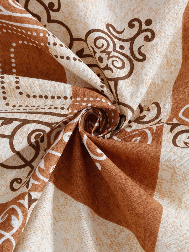 Myntra Elegant Homes Brown & White Floral 400 TC King Bedsheet with 2 Pillow Covers