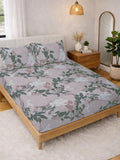Myntra Elegant Homes Grey  Floral 300 TC King Double Bedsheet with 2 Pillow Covers
