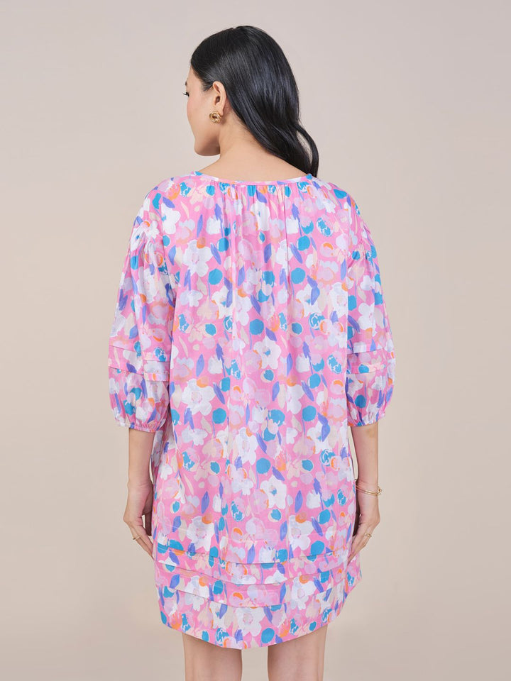 AND Floral Printed Puff Sleeve A-Line Mini Dress