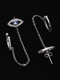 PANASH 925 Sterling Silver Rhodium-Plated CZ-Studded Ear Cuff Earrings