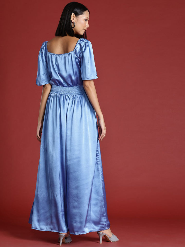 all about you Satin Finish Smocked Maxi Dress