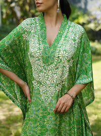 Rumah Chikankari Wanita Bercetak Chikankari Crepe Kaftan Kurta