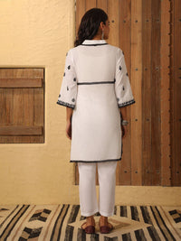 House of Chikankari Women White Cotton Chikankari Embroidered Kurta Set