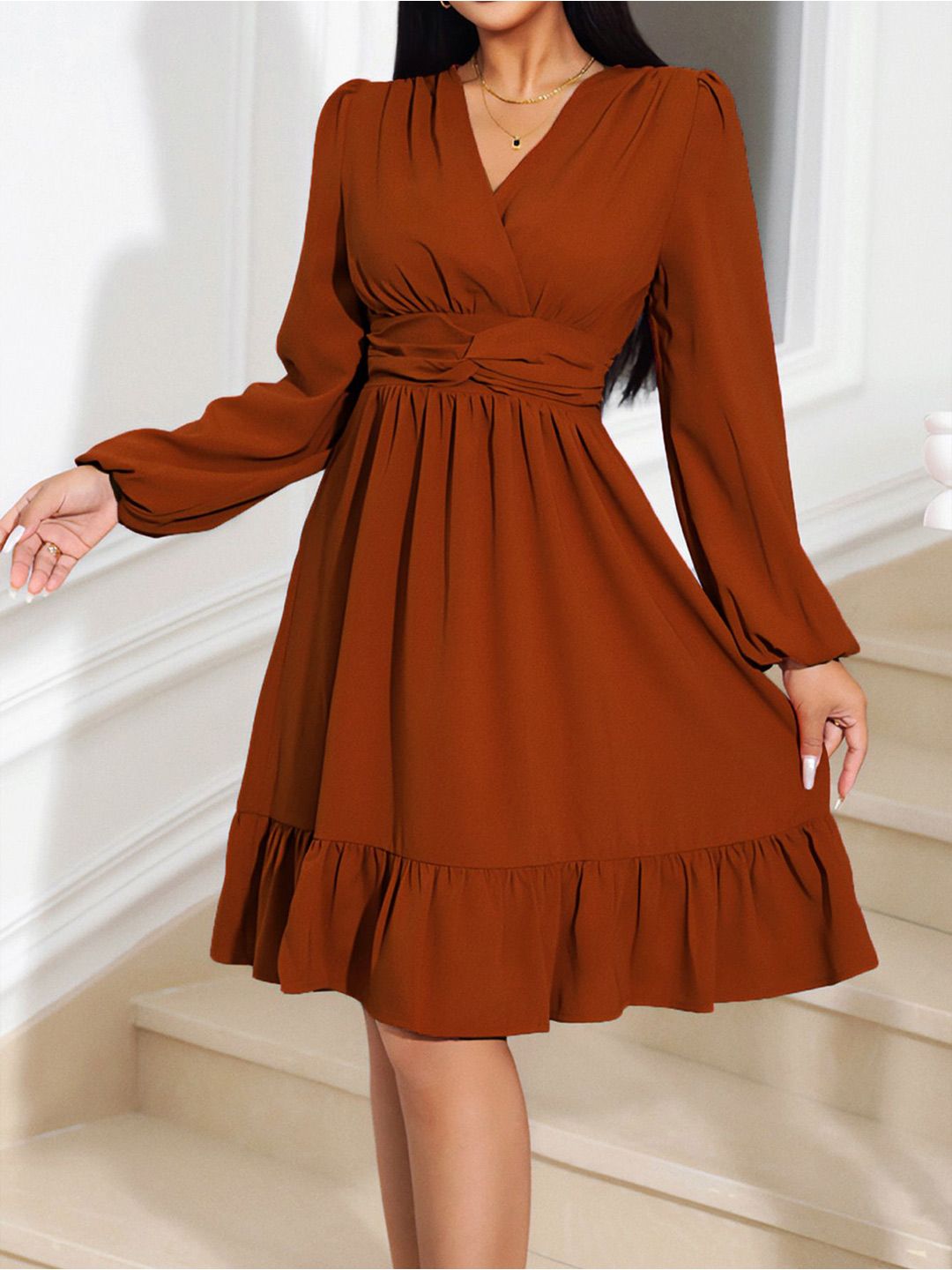 DressBerry V-Neck Fit and Flare Dress