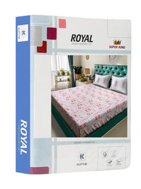 KLOTTHE Red Geometric 400 TC Cadar Katil King dengan 2 Sarung Bantal
