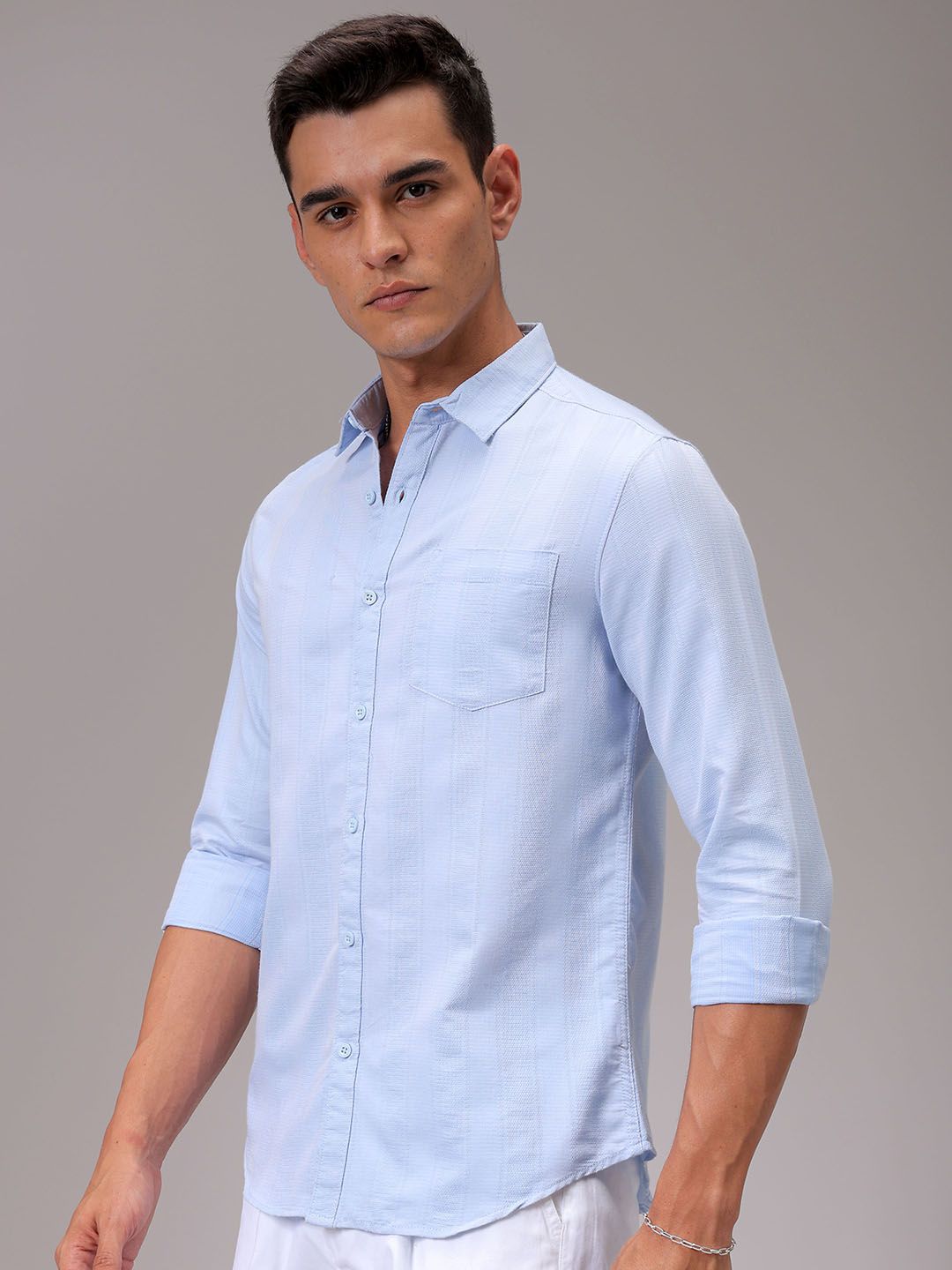 The Indian Garage Co Men Slim Fit Opaque Striped Casual Shirt