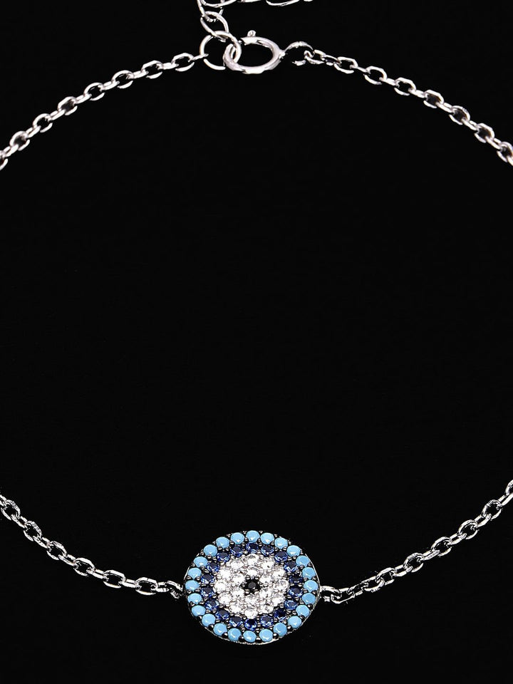 PANASH 925 Sterling Silver Rhodium-Plated Cubic Zirconia Link Bracelet