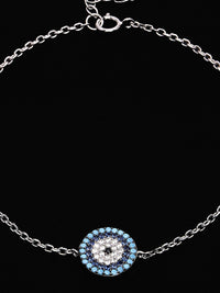 PANASH 925 Sterling Silver Rhodium-Plated Cubic Zirconia Link Bracelet