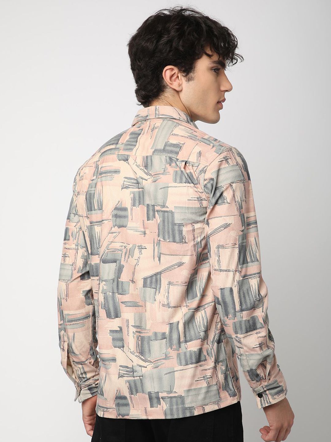 VASTRADO Men Classic Spread Collar Abstract Printed Cotton Slim Fit Casual Shirt
