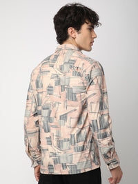 VASTRADO Men Classic Spread Collar Abstract Printed Cotton Slim Fit Casual Shirt