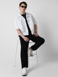 VASTRADO Men Classic Cuban Collar Solid Cotton Oversized Casual Shirt