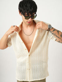VASTRADO Men Classic Cuban Collar Solid Cotton Oversized Casual Shirt