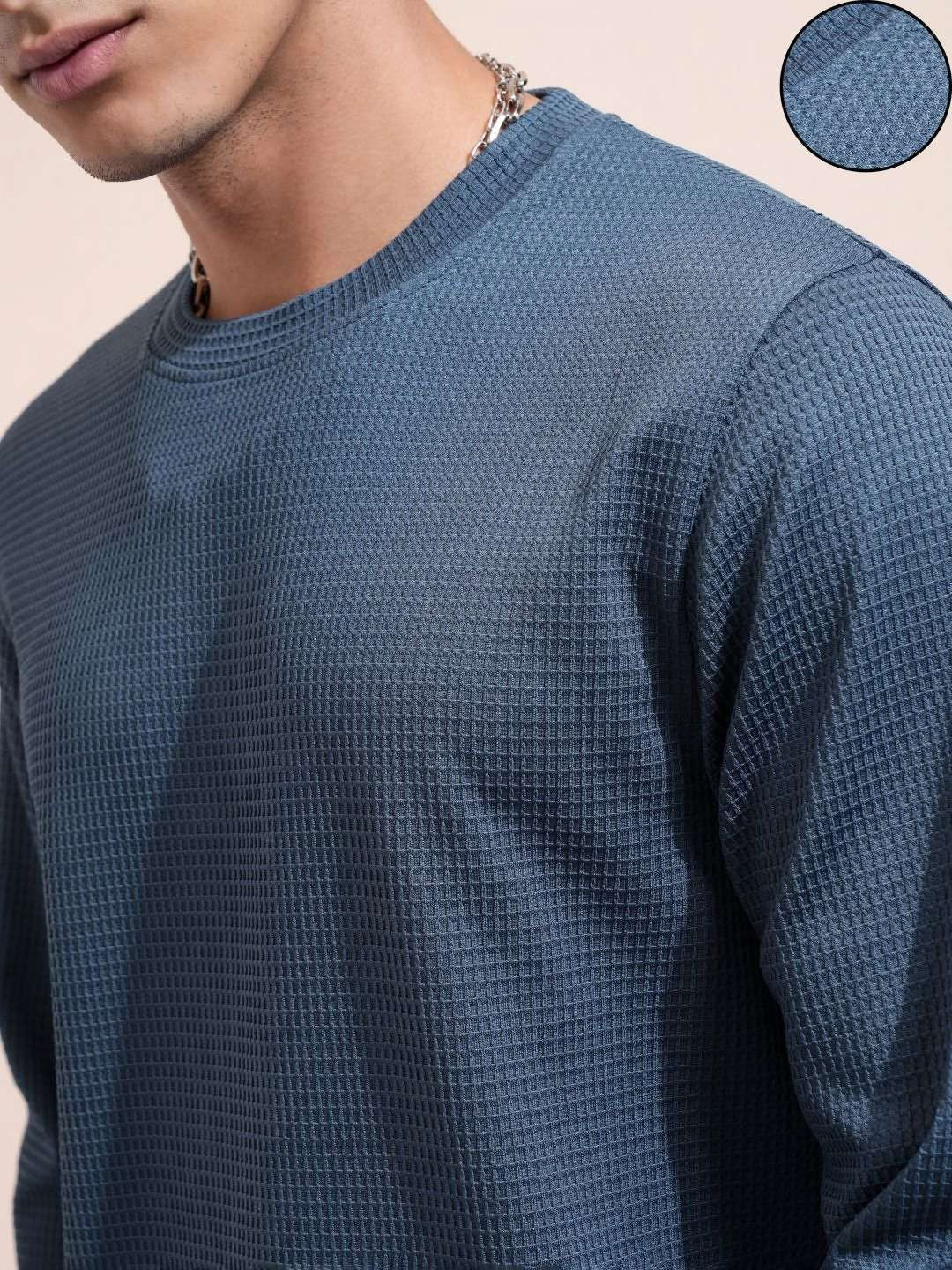 HIGHLANDER Men Self Design Round Neck Relaxed Fit T-shirt