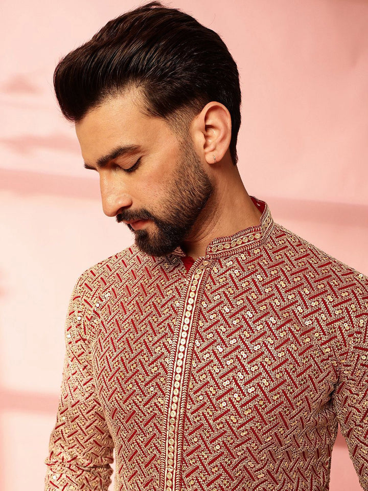 Anouk Men Embroidered Regular Thread Work Pure Cotton Kurta with Pyjamas