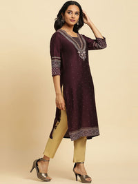 W Geometric Yoke Design Mirror Work Straight Kurta