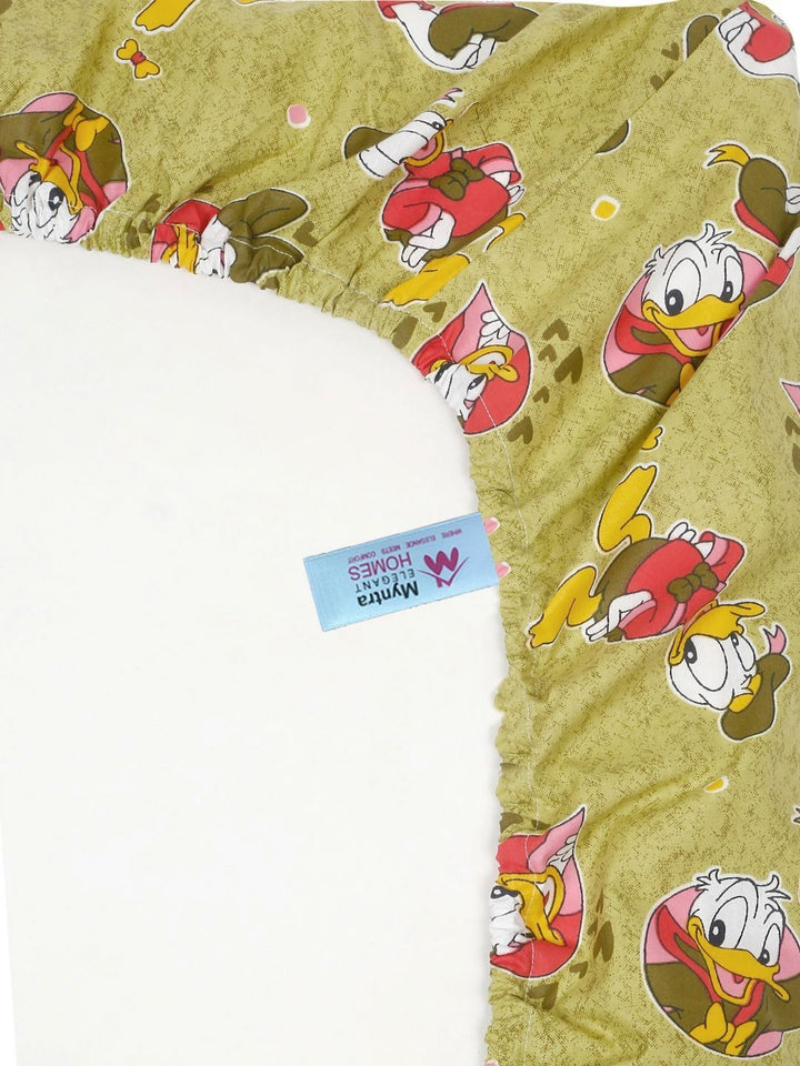 Myntra Elegant Homes Watak Kartun Hijau Kapas Tulen 400 TC Dilengkapi Cadar King Halus dengan 2 Sarung Bantal-98 x 89 inci