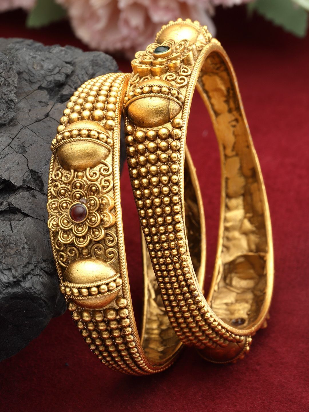 PANASH Set Of 2 24 CT Gold Plated Adjustable Bangles