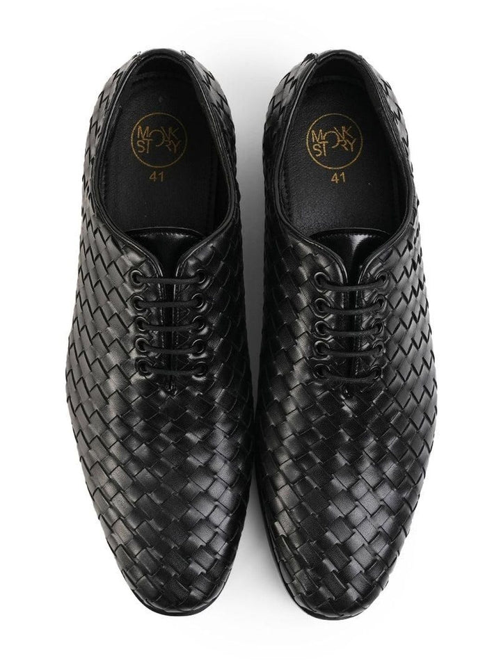 MONKSTORY Tenunan Tangan Lace-Up Derbies - Hitam