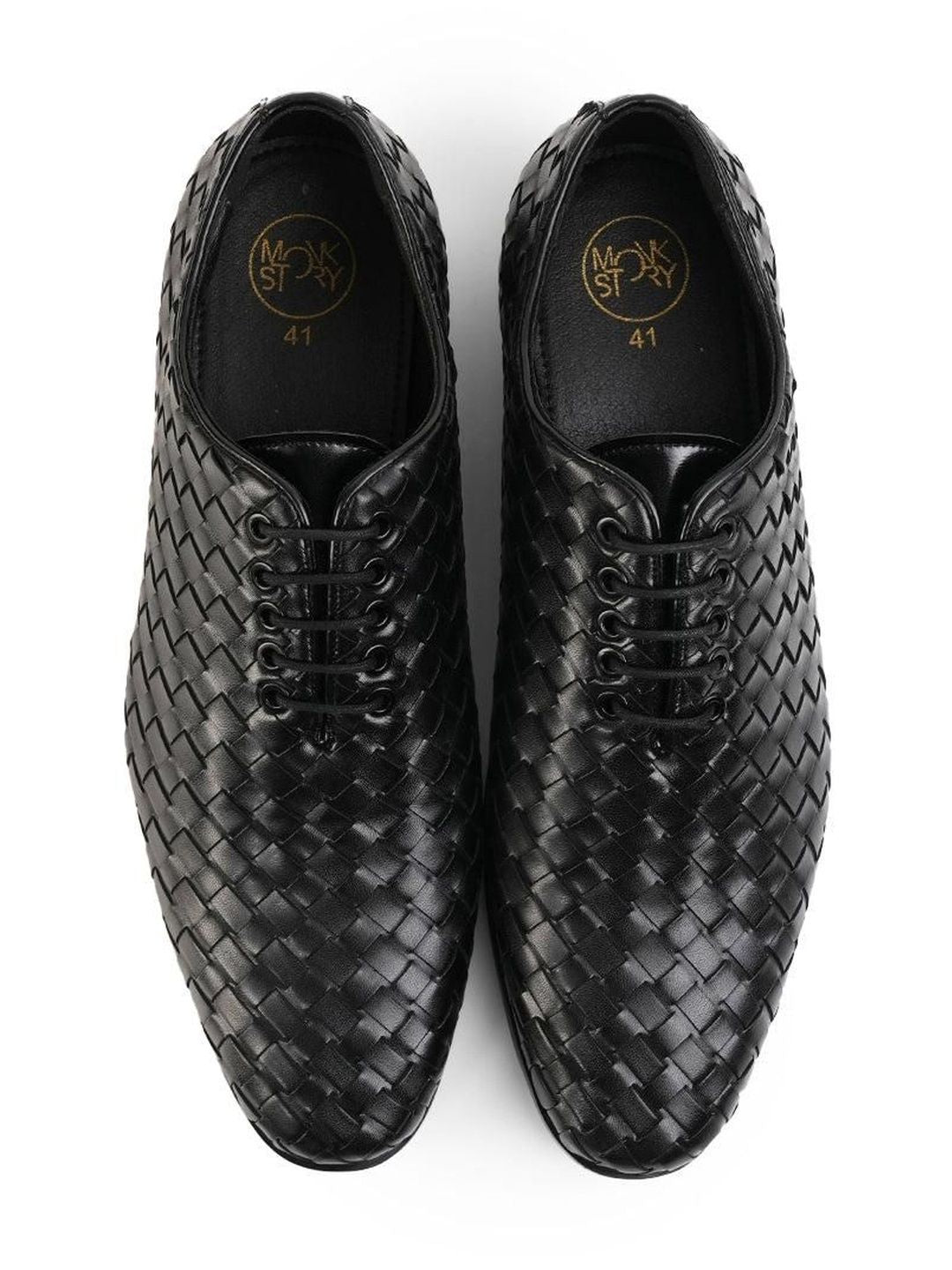 MONKSTORY Tenunan Tangan Lace-Up Derbies - Hitam