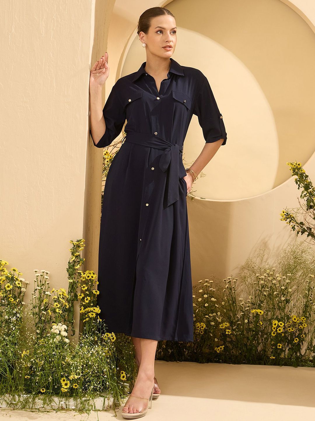 Antheaa Women Shirt Midi Dress
