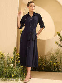 Antheaa Women Shirt Midi Dress