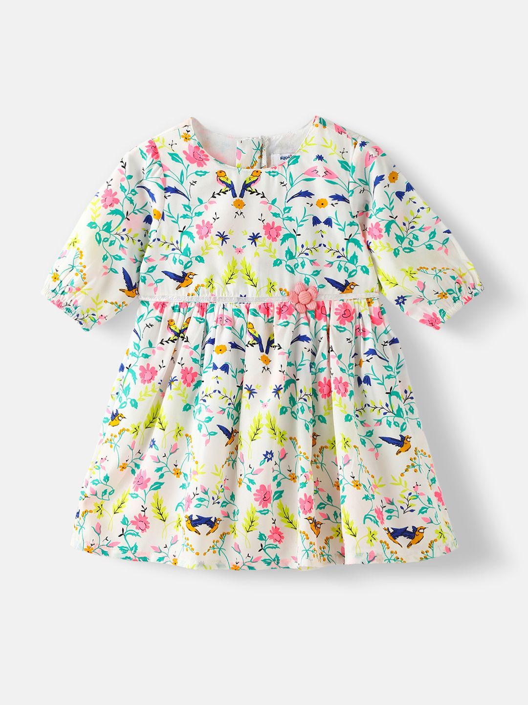 Nauti Nati Girls Floral Printed Knee Length Dress