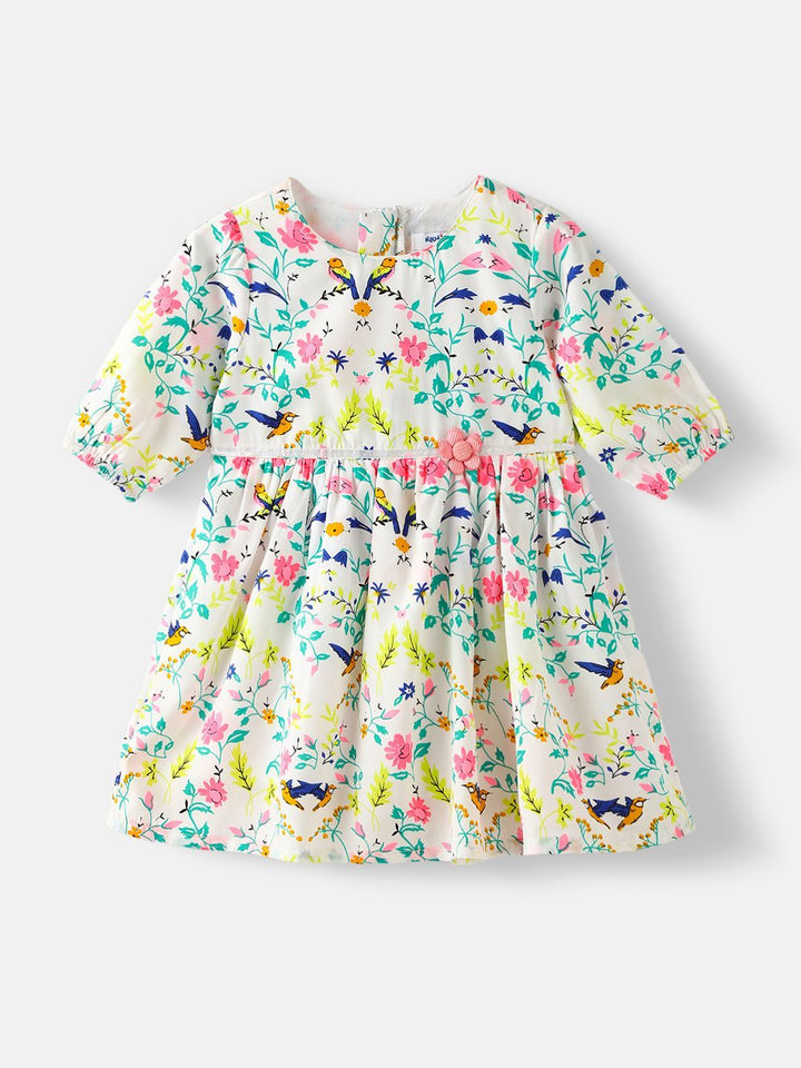 Nauti Nati Girls Floral Printed Knee Length Dress