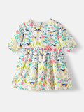 Nauti Nati Girls Floral Printed Knee Length Dress