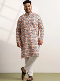 SOJANYA PLUS Men Floral Printed Regular Pure Cotton Kurta with Pyjamas