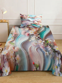 Myntra Elegant Homes Bunga-bunga Berbilang Warna 300 TC Cadar Single dengan 1 Sarung Bantal