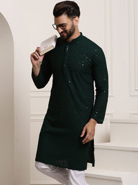SOJANYA Ethnic Embroidered Mirror Work Pure Cotton Straight Kurta