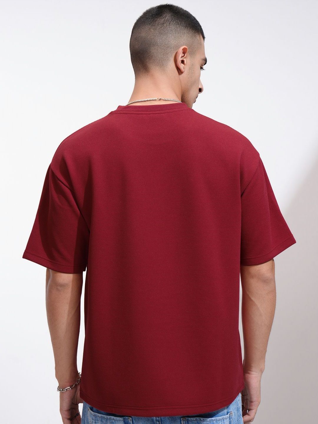 HIGHLANDER Men Self Design Round Neck Relaxed Fit T-shirt