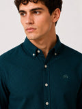 ADRO Men Teal Blue Mini Checked Regular Fit Casual Cotton Shirt