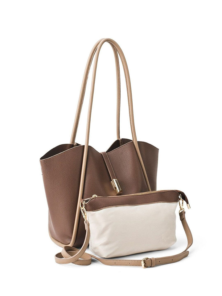 Lino Perros Colourblocked Oversized Structured Tote Bag with Tasselled