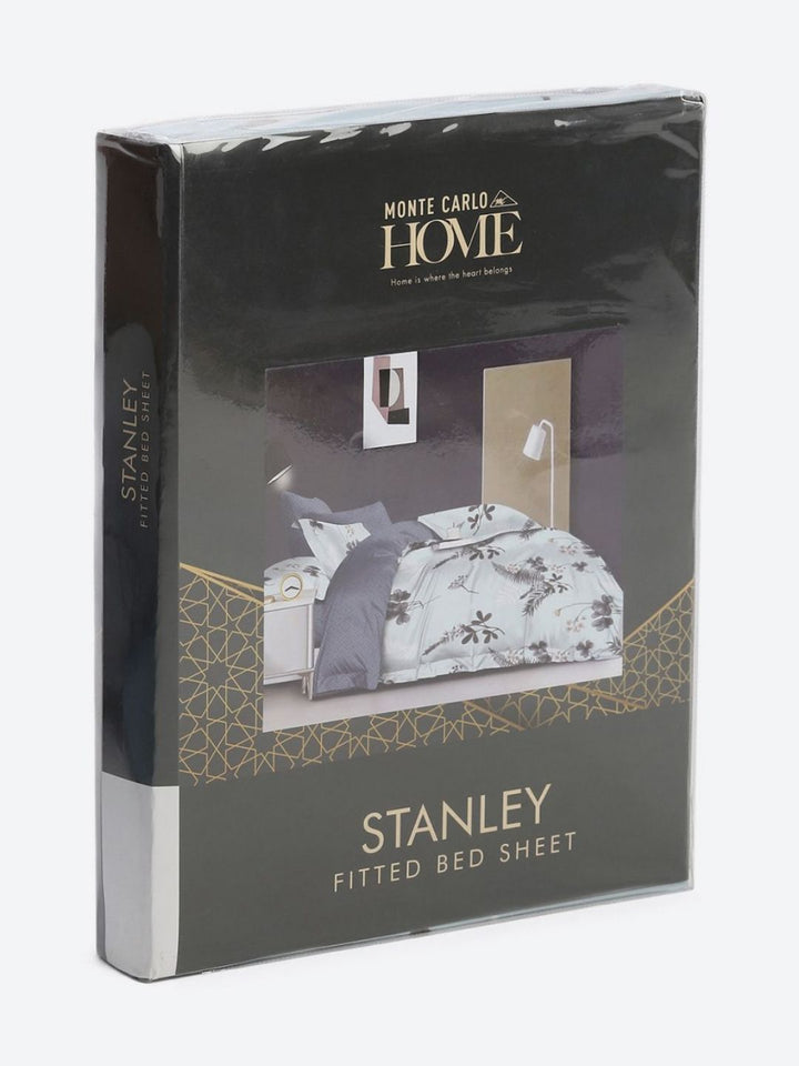 Monte Carlo Stanley Blue Floral Dicetak 144 TC King Bedsheet Set 1.85 m x 1.95 m