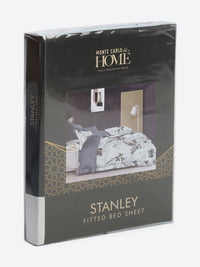 Monte Carlo Stanley Blue Floral Dicetak 144 TC King Bedsheet Set 1.85 m x 1.95 m