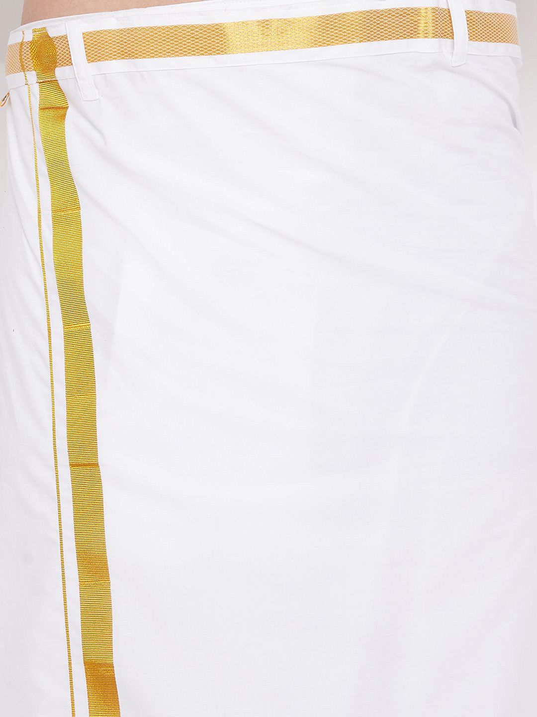 VASTRAMAY Shirt Collar Long Roll-Up Sleeves Shirt With Veshti