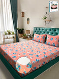Buku Myntra Elegant Homes Lipat Kapas Perbualan Jingga 400 TC Cadar King Halus Dipasang dengan Sarung Bantal-98 x 89 inci