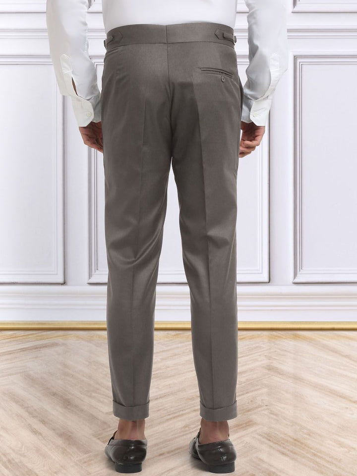 KLOTTHE Men's Brown Cotton Rich Solid Slim Fit Gurkha pants