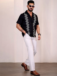 Baju Kasual Kapas Kolar Cuba Eszett Geometric Printed