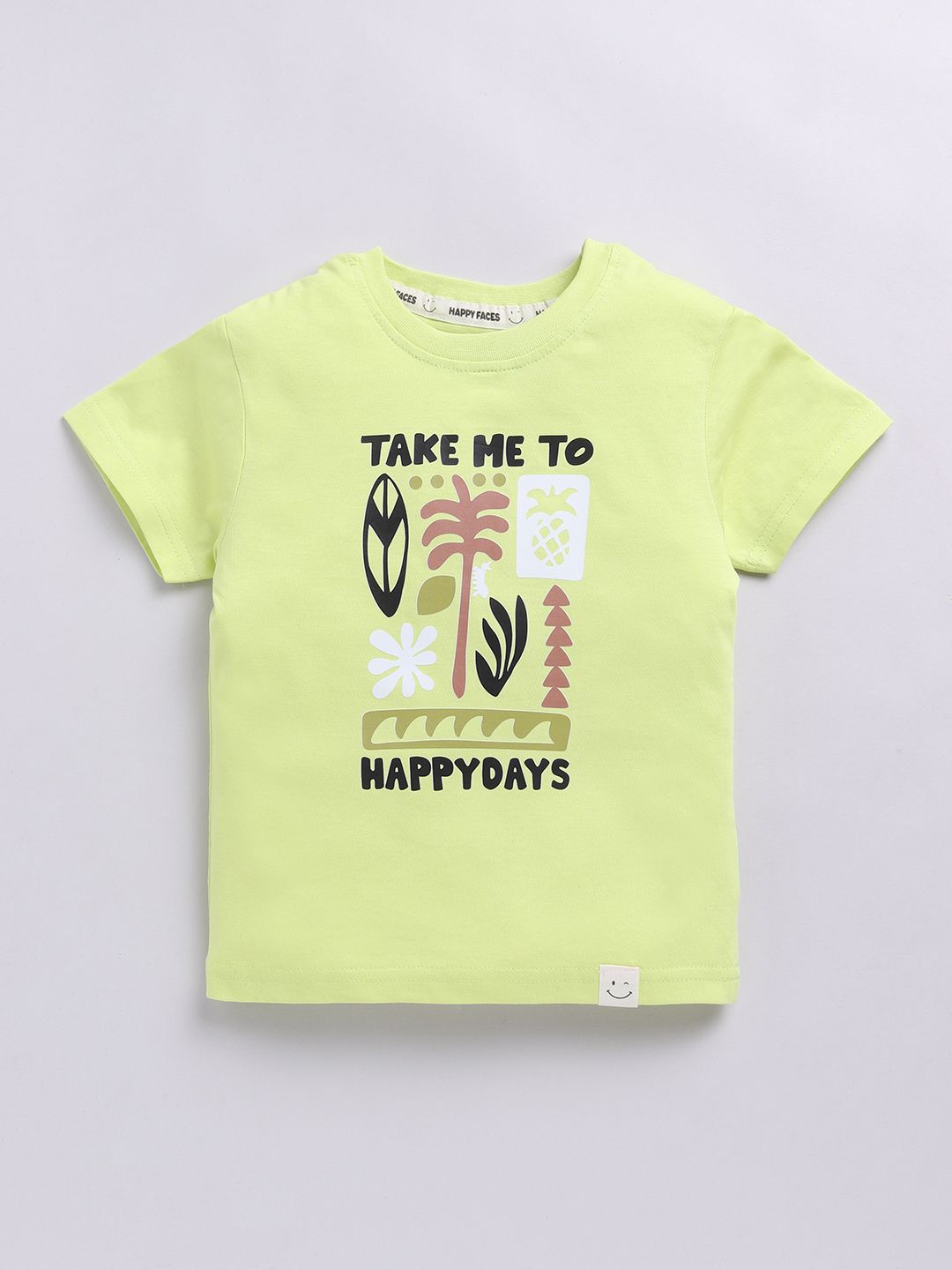 Happy Faces Kids Boys Conversational Printed Pure Cotton T-Shirt
