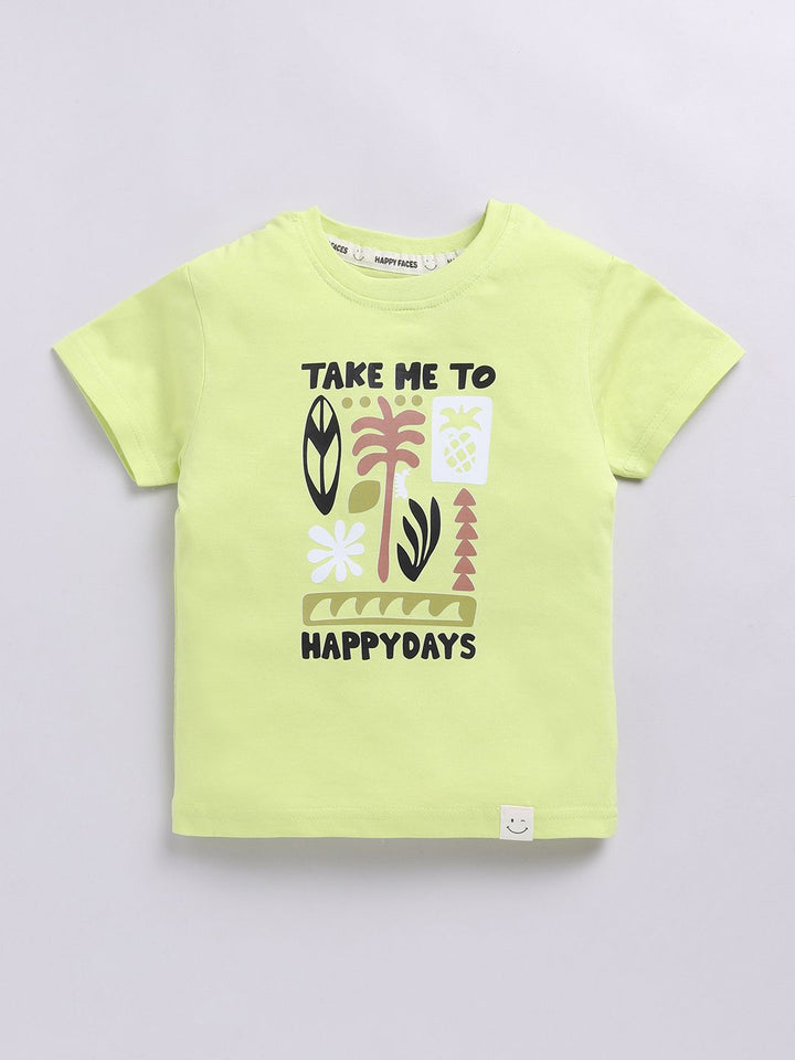 Happy Faces Kids Boys Conversational Printed Pure Cotton T-Shirt