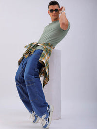 The Indian Garage Co Men Mid-Rise Loose Baggy Fit Elasticated Wasit Cargo Jeans