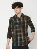 Being Human Men Classic Slim Fit Spread Collar Tartan Checked Cotton Casual Shirt