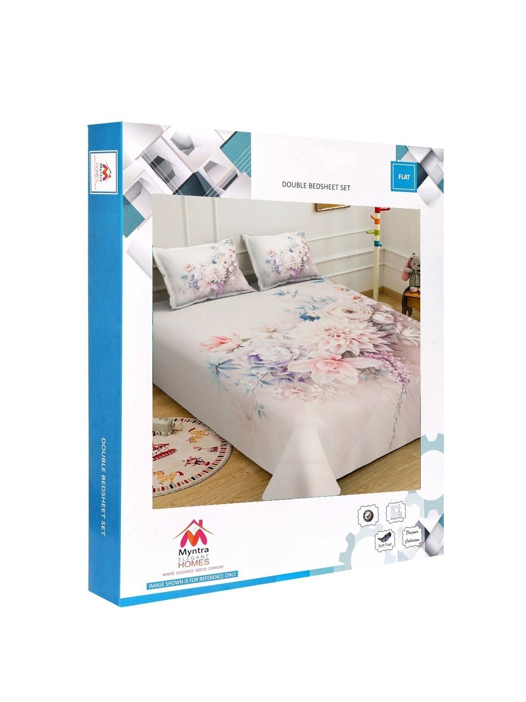 Myntra Elegant Homes Multicoloured Floral 400 TC King Bedsheet with 2 Pillow Covers