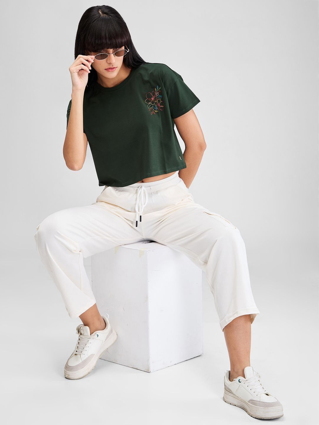 SPYKAR Women Applique Boxy T-shirt